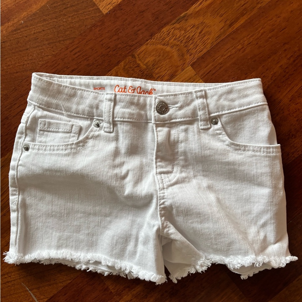 Cat & Jack White Denim Frayed Hem Kids Shorts